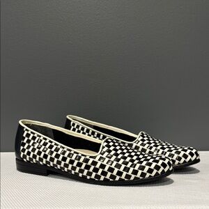 Mod Two Tone Woven Checkerboard Flats Shoes